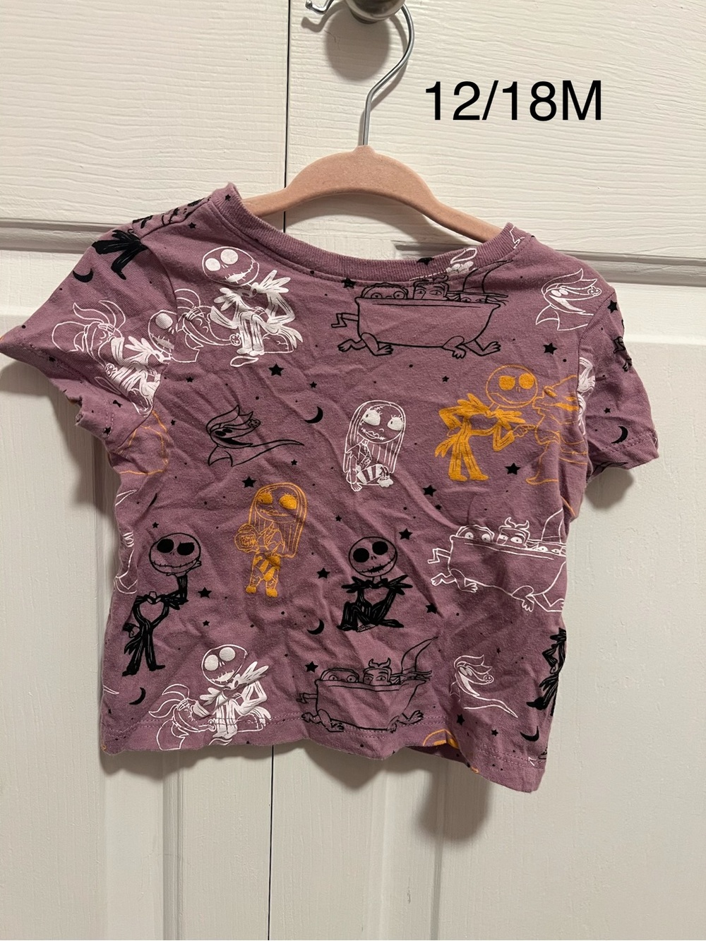 Old Navy Purple Graphic Short Sleeve Tee with Nightmare before Christmas